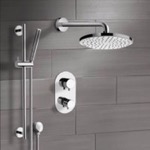 Remer SFR22 Chrome Thermostatic Shower System with 8 Inch Rain Shower Head and Hand Shower